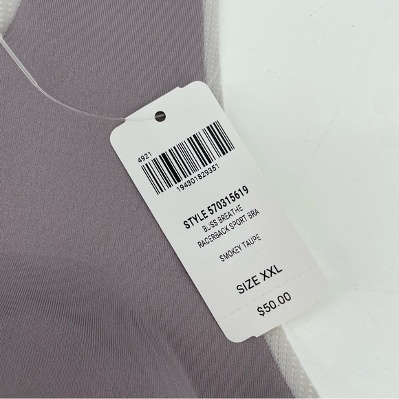 NEW Sonoma Bliss Breathe Racerback Sports Bra Smokey Taupe XXL - Picture 5 of 6